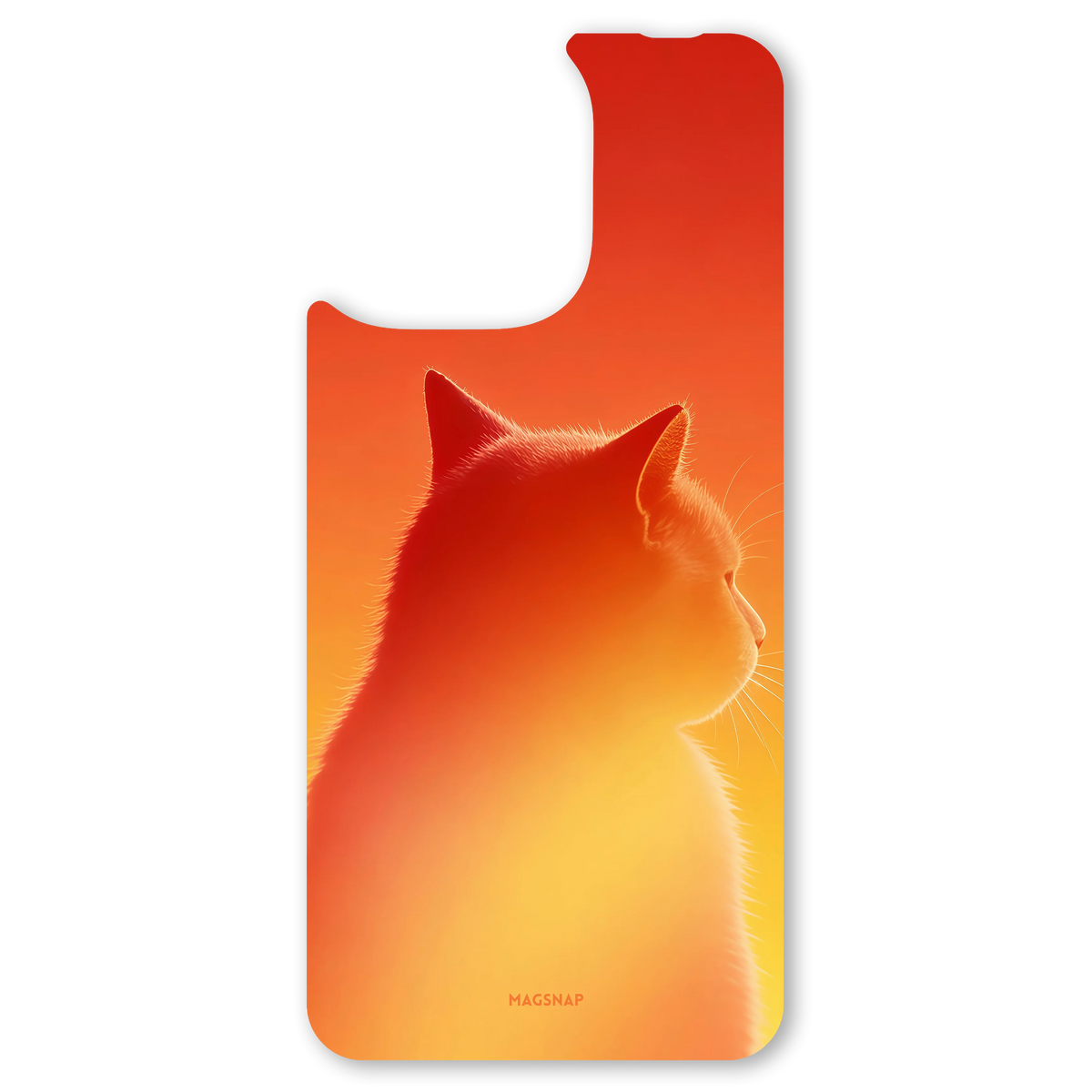 The Cat Explorer interchangeable magnetic backplate is displayed on an iPhone 15.