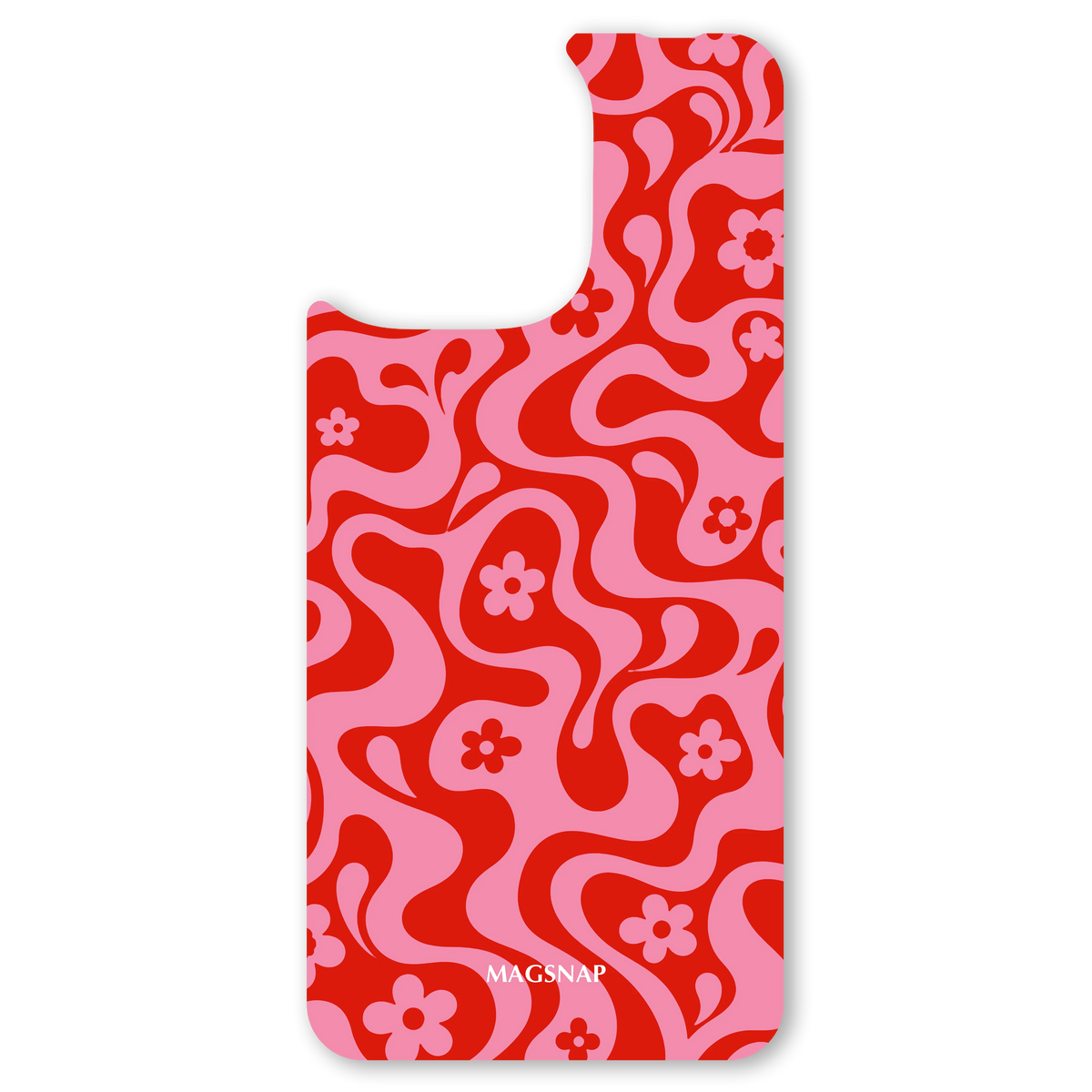 The Cherry Candy interchangeable magnetic backplate is displayed on an iPhone 15.
