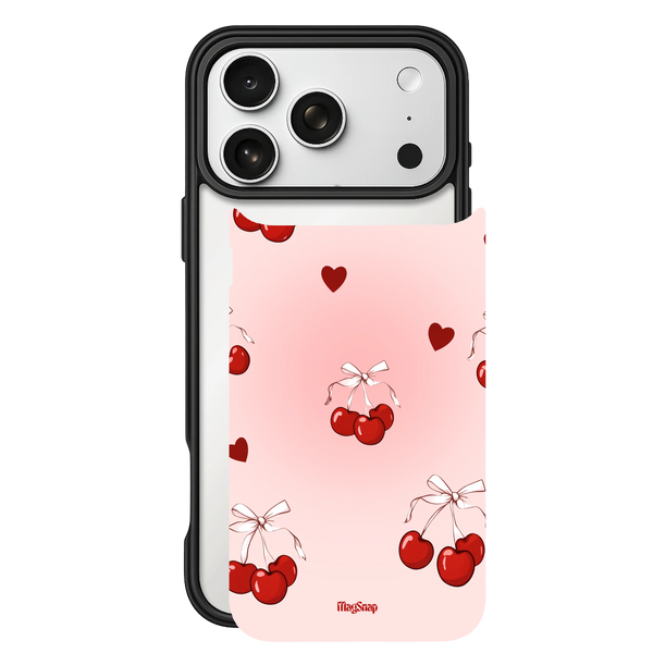 Cherry Sweetheart – iPhone 17 Black Case split view