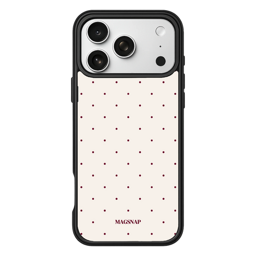 Creme Cherry Dot – iPhone 17 Black Case display view