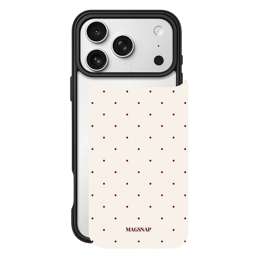 Creme Cherry Dot – iPhone 17 Black Case split view