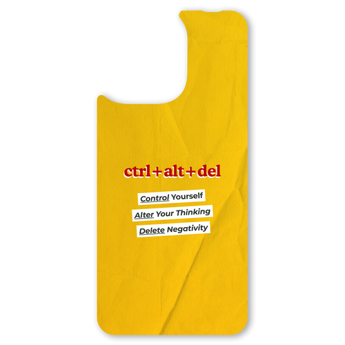 The Ctrl Alt Del interchangeable magnetic backplate is displayed on an iPhone 15.
