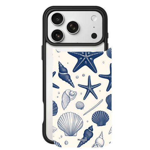 Deep Sea Shells – iPhone 17 Black Case split view
