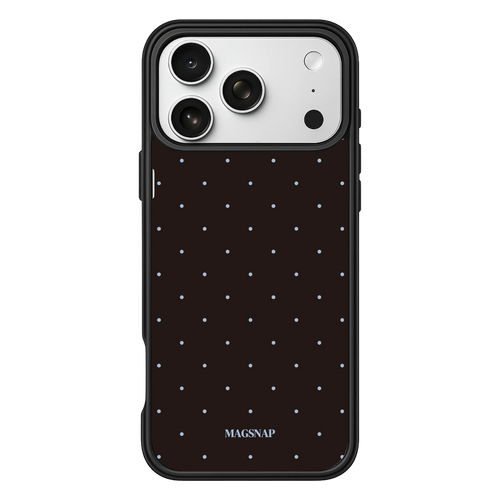 Espresso Blue Dot – iPhone 17 Black Case display view
