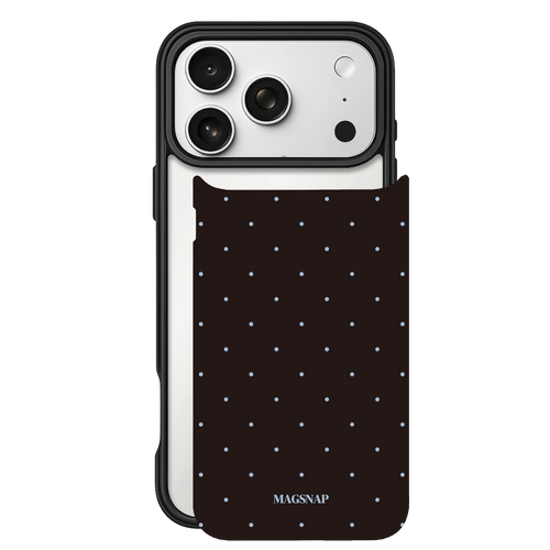Espresso Blue Dot – iPhone 17 Black Case split view