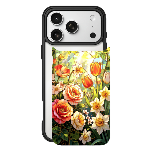 Glassworks Garden – iPhone 17 Black Case split view