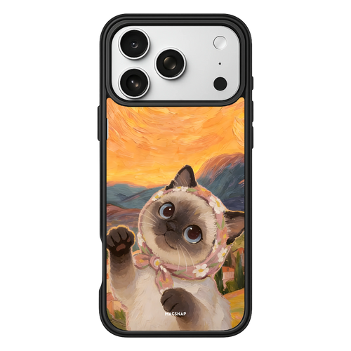 Golden Hour Cat – iPhone 17 Black Case display view