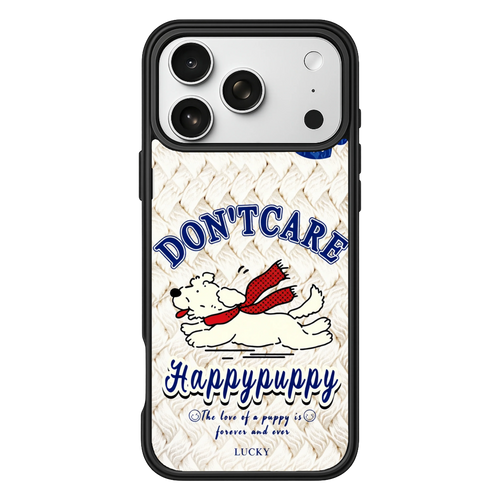 Happy Puppy Forever – iPhone 17 Black Case display view