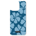 The Hibiscus Bloom (Blue Crush) interchangeable magnetic backplate is displayed on an iPhone 15.