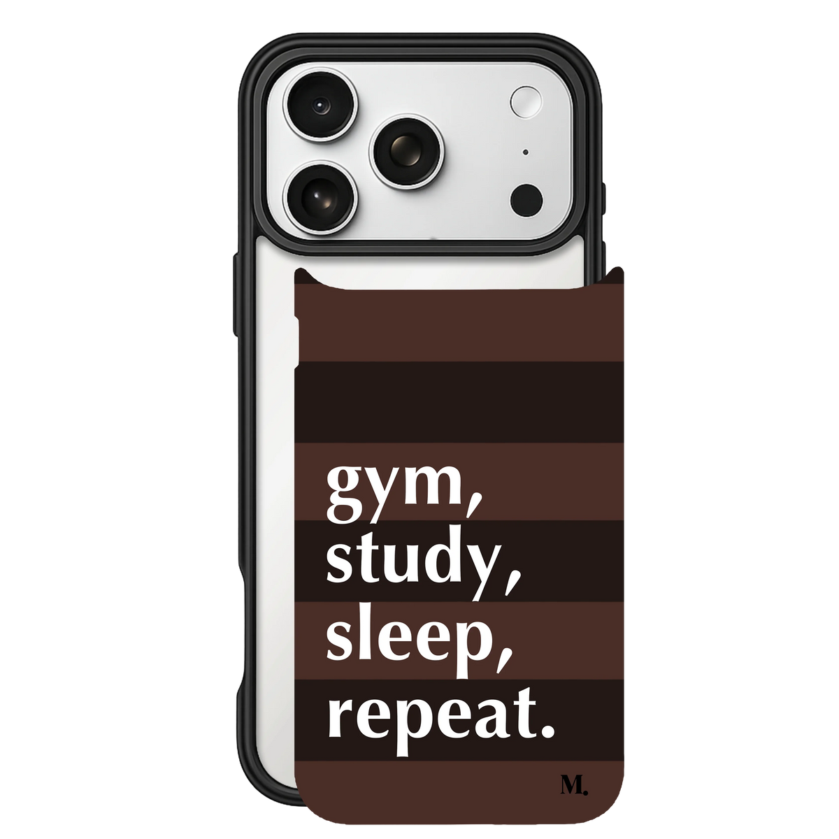 Life on Repeat Stripe (Coffee Club) – iPhone 17 Black Case split view