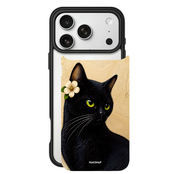Midnight Blossom – iPhone 17 Black Case split view