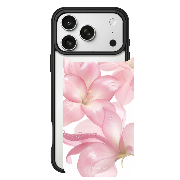 Velvet Petals – iPhone 17 Black Case split view