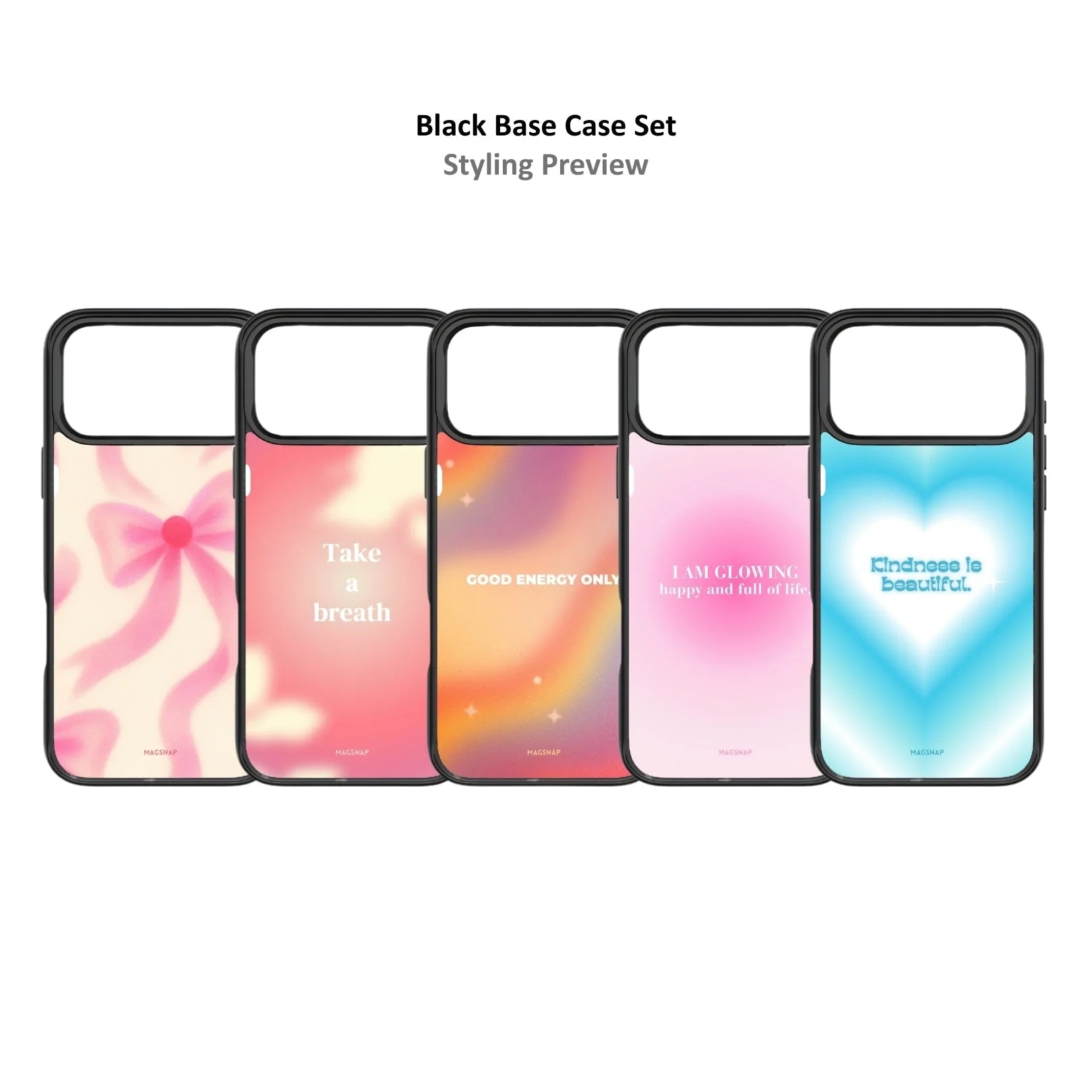 MagSnap magnetic phone case bundle with pastel aura gradient backplates