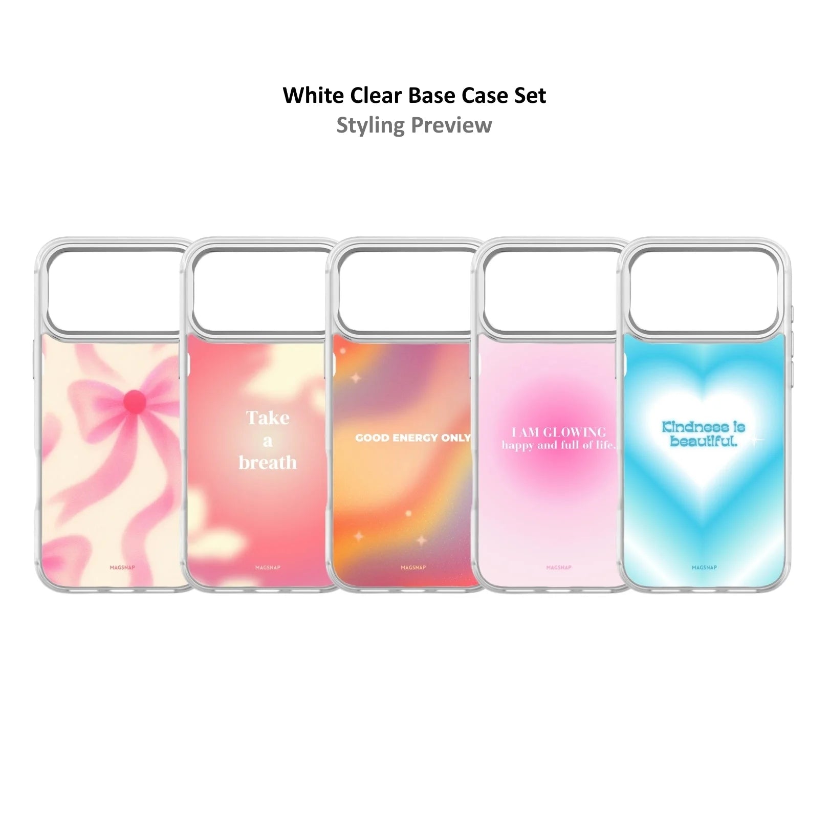 MagSnap magnetic phone case bundle with pastel aura gradient backplates