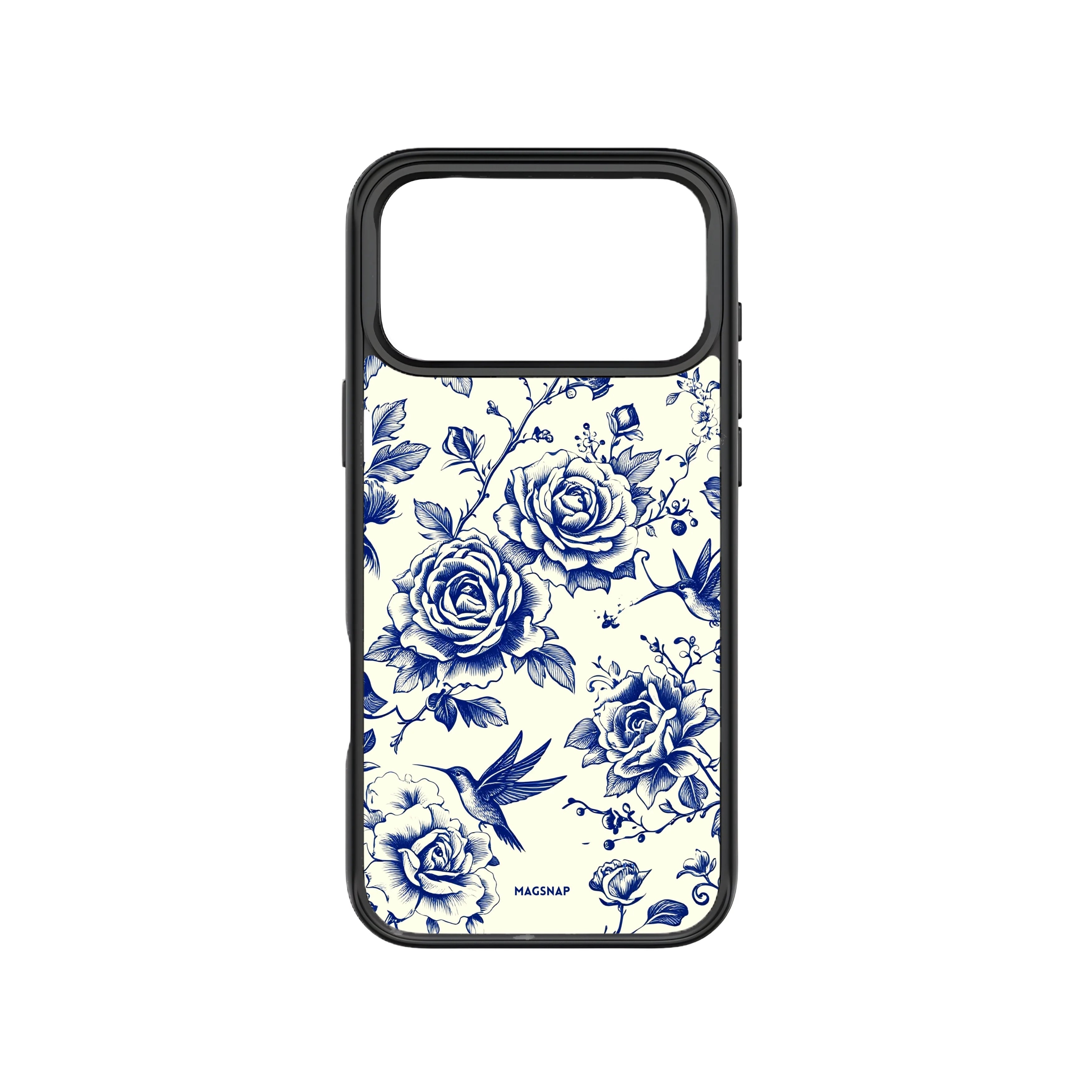MagSnap magnetic phone case with azure blue floral botanical artwork