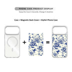 MagSnap magnetic phone case with azure blue floral botanical artwork