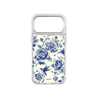 MagSnap magnetic phone case with azure blue floral botanical artwork