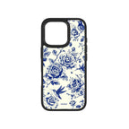 MagSnap magnetic phone case with azure blue floral botanical artwork