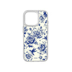 MagSnap magnetic phone case with azure blue floral botanical artwork
