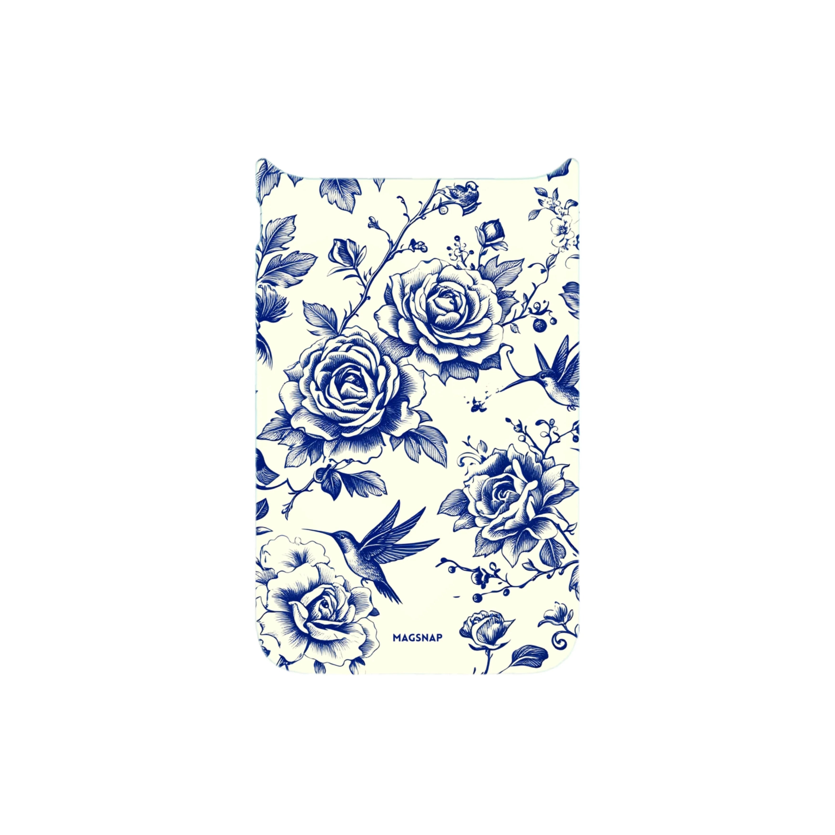 MagSnap magnetic phone case with azure blue floral botanical artwork