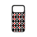 MagSnap magnetic phone case with black harlequin geometric checker pattern