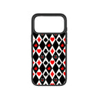 MagSnap magnetic phone case with black harlequin geometric checker pattern