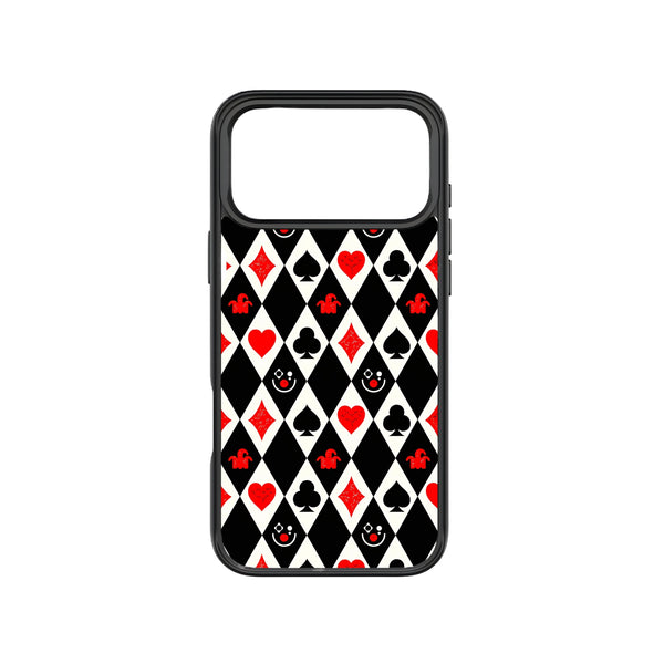 MagSnap magnetic phone case with black harlequin geometric checker pattern