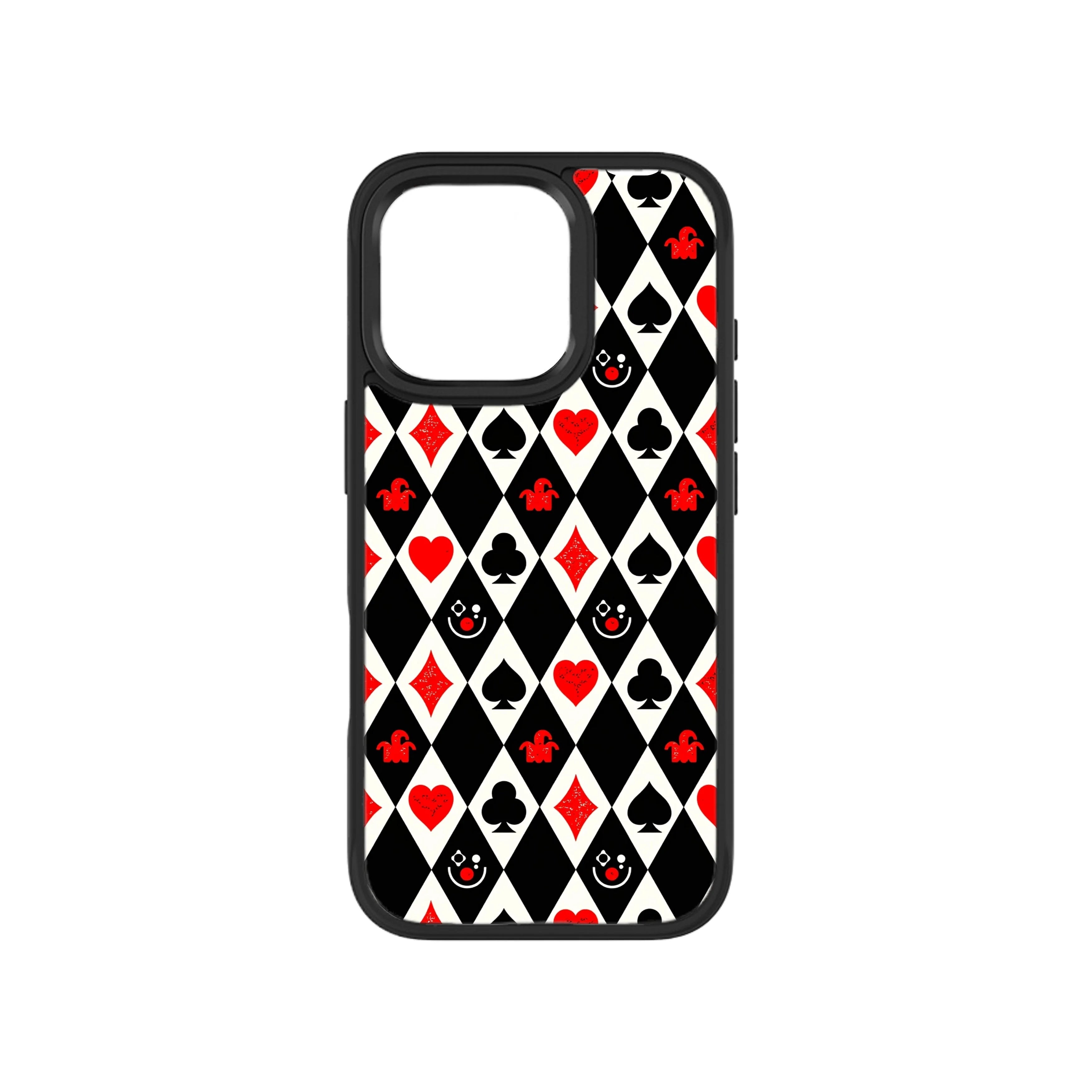 MagSnap magnetic phone case with black harlequin geometric checker pattern