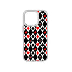 MagSnap magnetic phone case with black harlequin geometric checker pattern