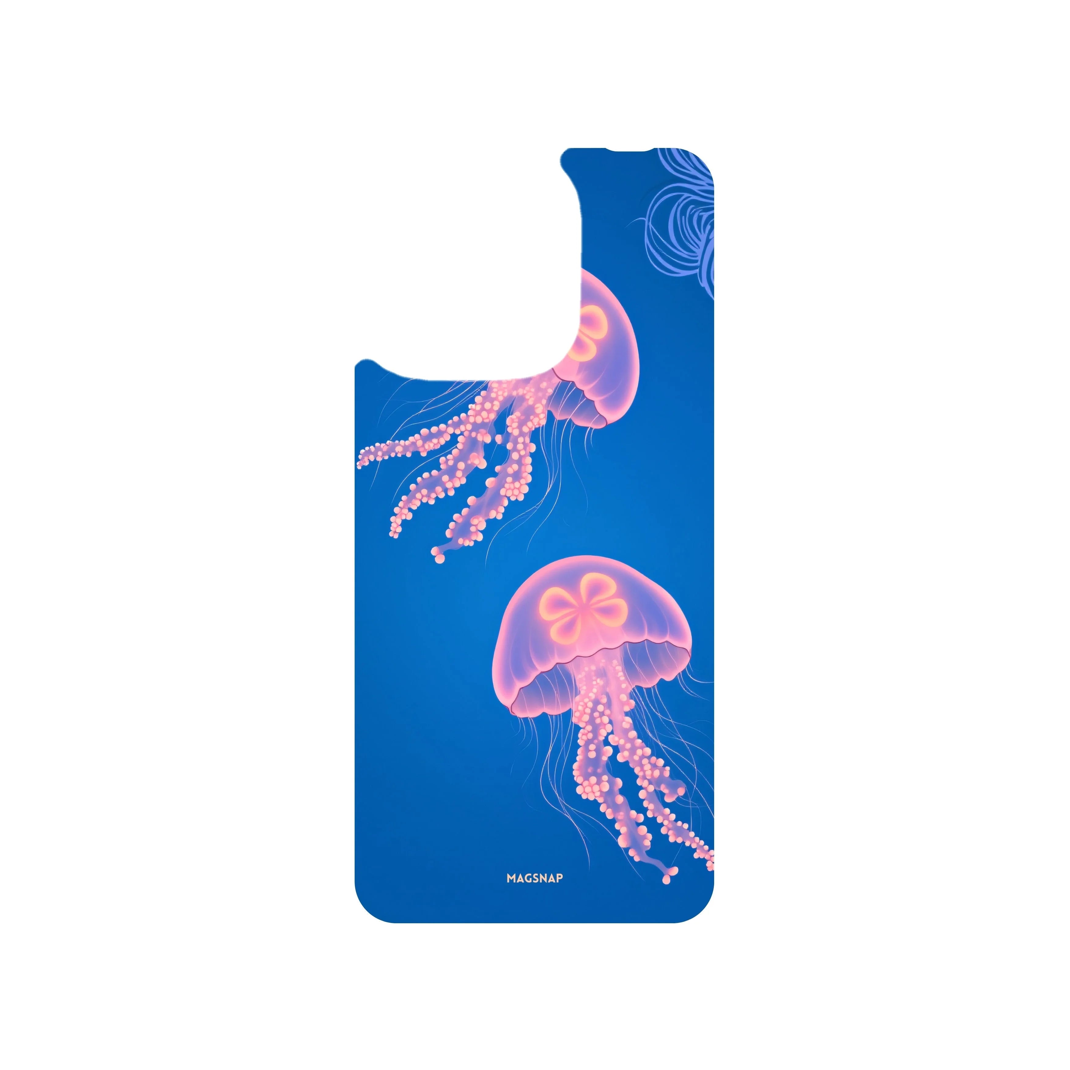 MagSnap magnetic phone case with blue jellyfish underwater ocean artwork