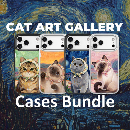 MagSnap magnetic phone case bundle with art gallery cat illustration designs
