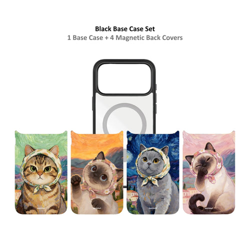 MagSnap magnetic phone case bundle with art gallery cat illustration designs