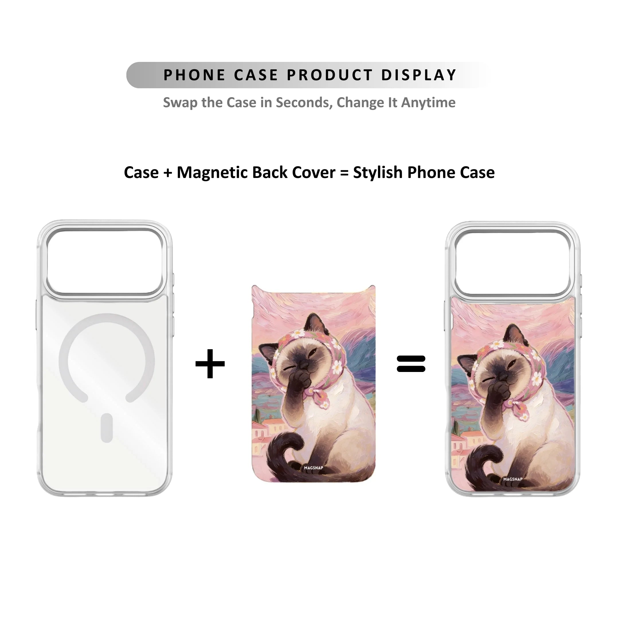 MagSnap magnetic phone case bundle with art gallery cat illustration designs