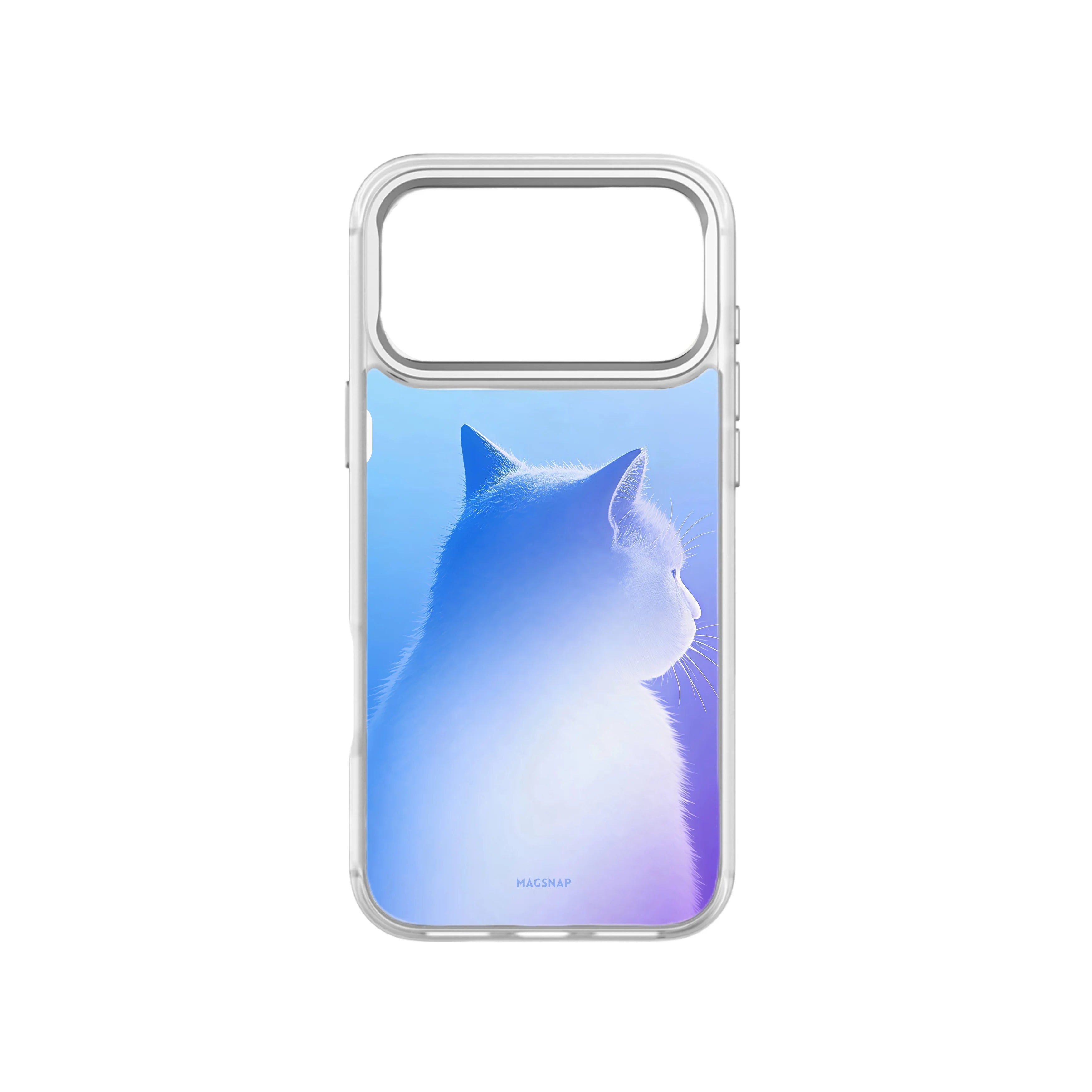 MagSnap magnetic phone case with blue gradient cat dreamer silhouette