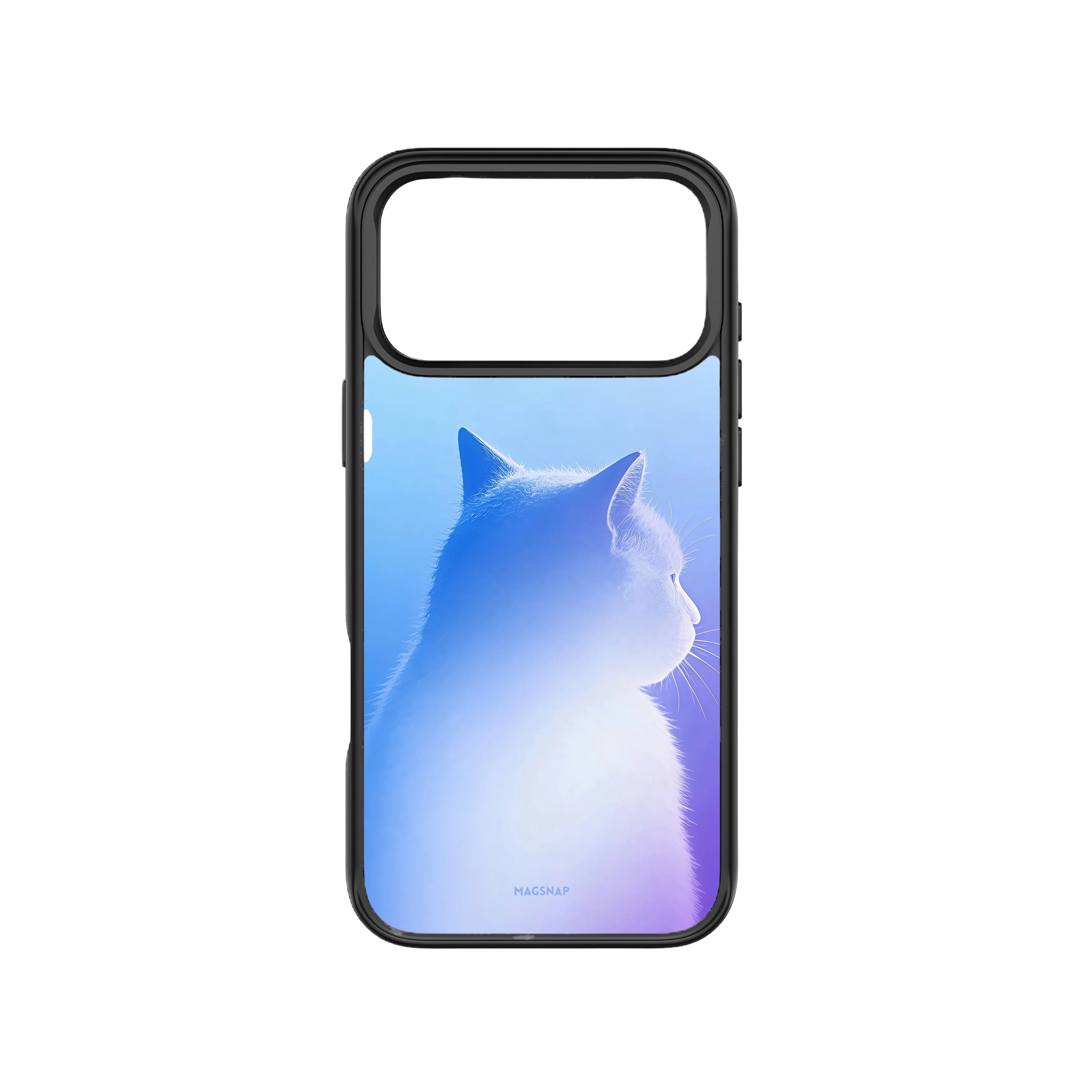 MagSnap magnetic phone case with blue gradient cat dreamer silhouette