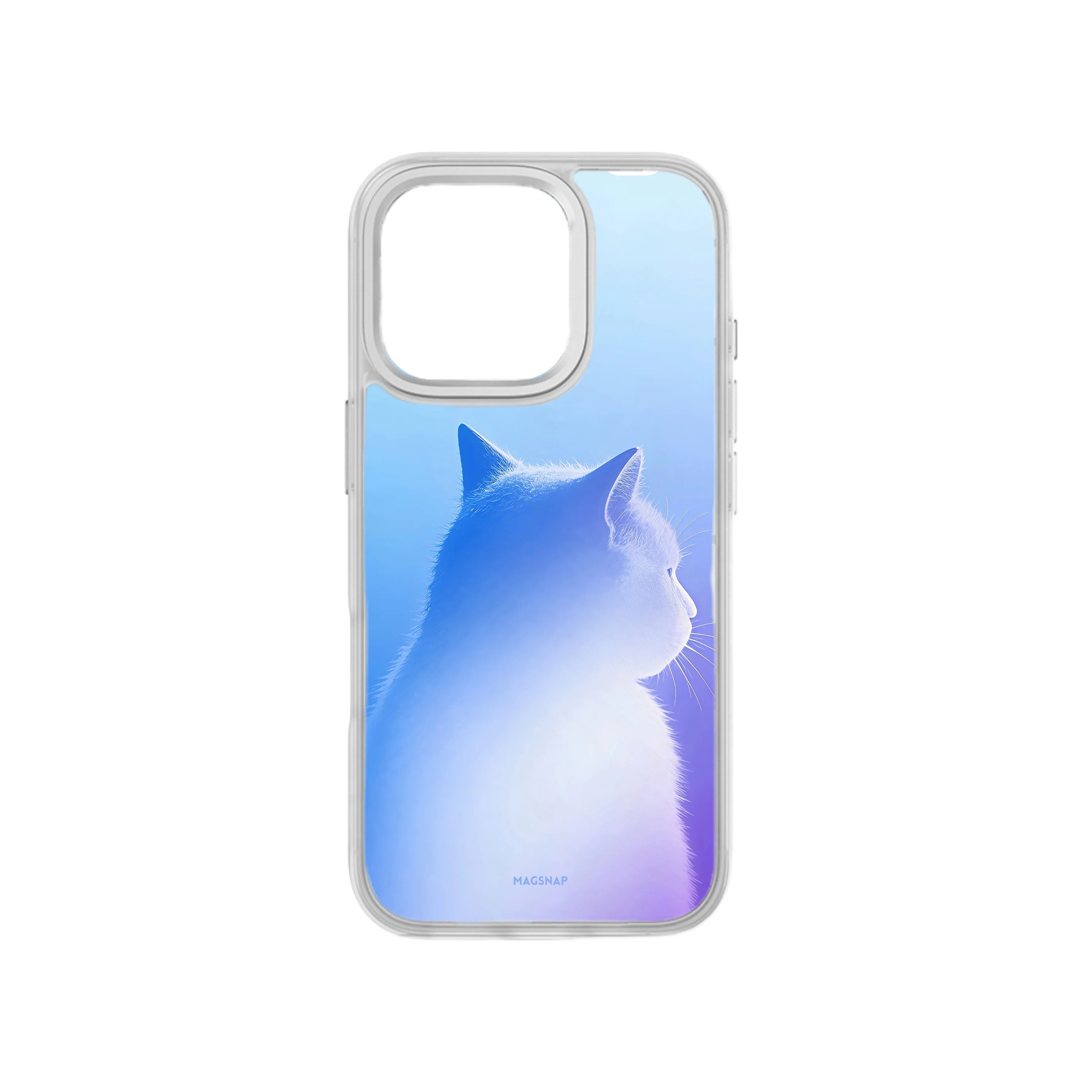 MagSnap magnetic phone case with blue gradient cat dreamer silhouette