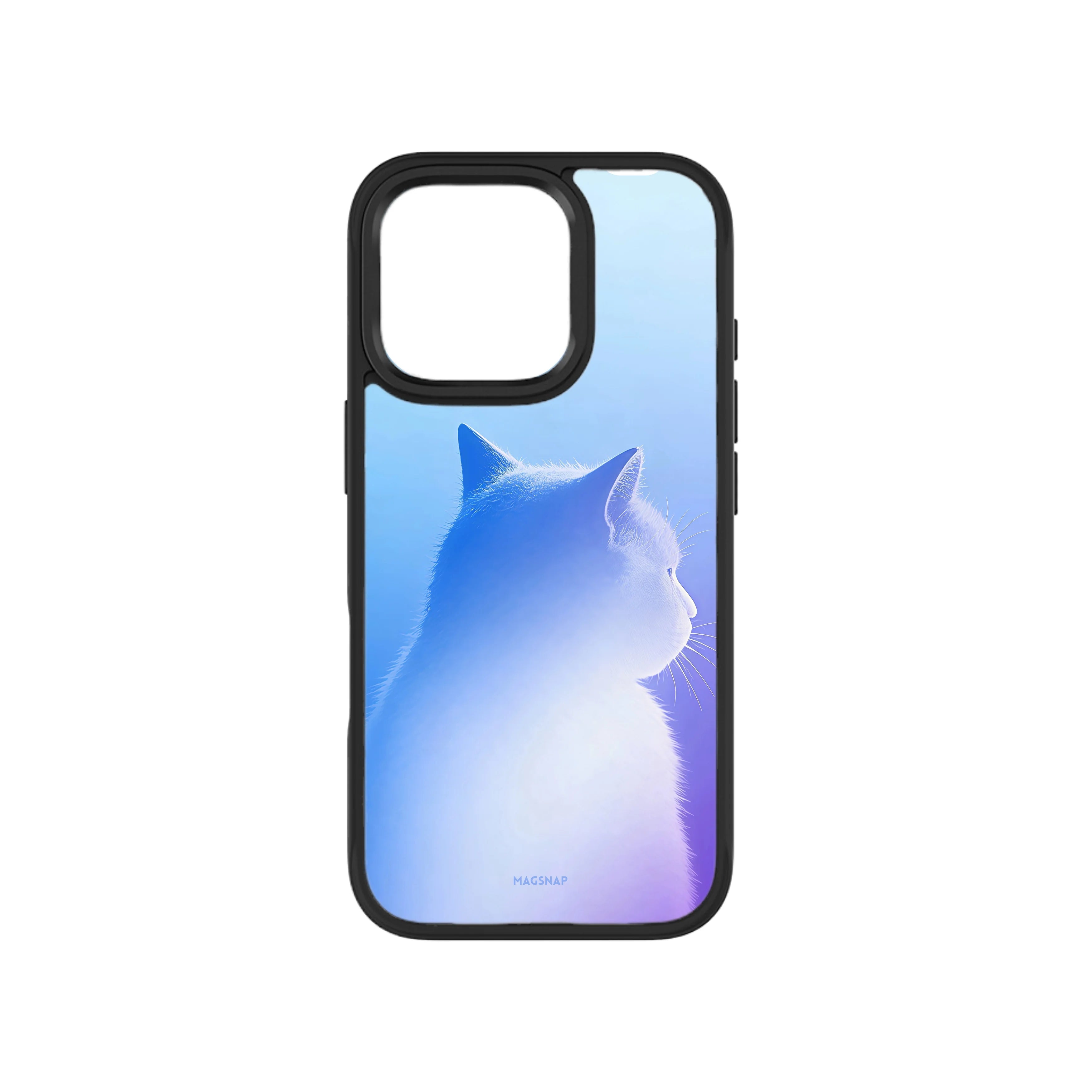 MagSnap magnetic phone case with blue gradient cat dreamer silhouette