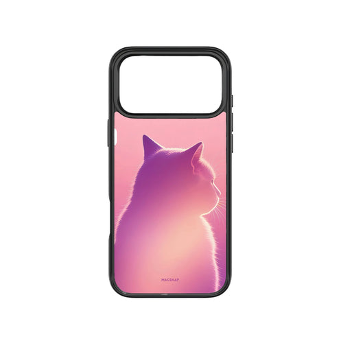 MagSnap magnetic phone case with purple gradient cat enchantress silhouette