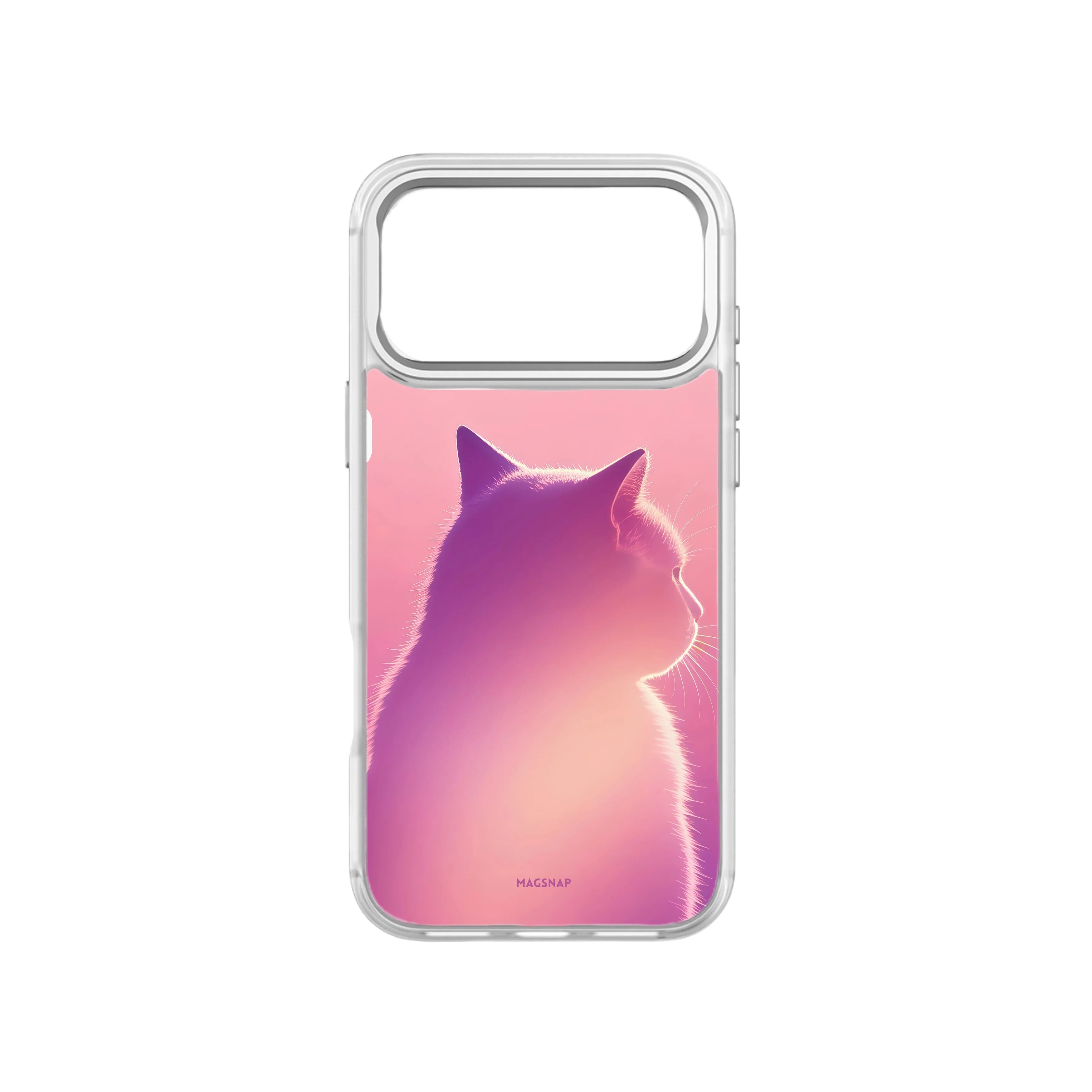 MagSnap magnetic phone case with purple gradient cat enchantress silhouette