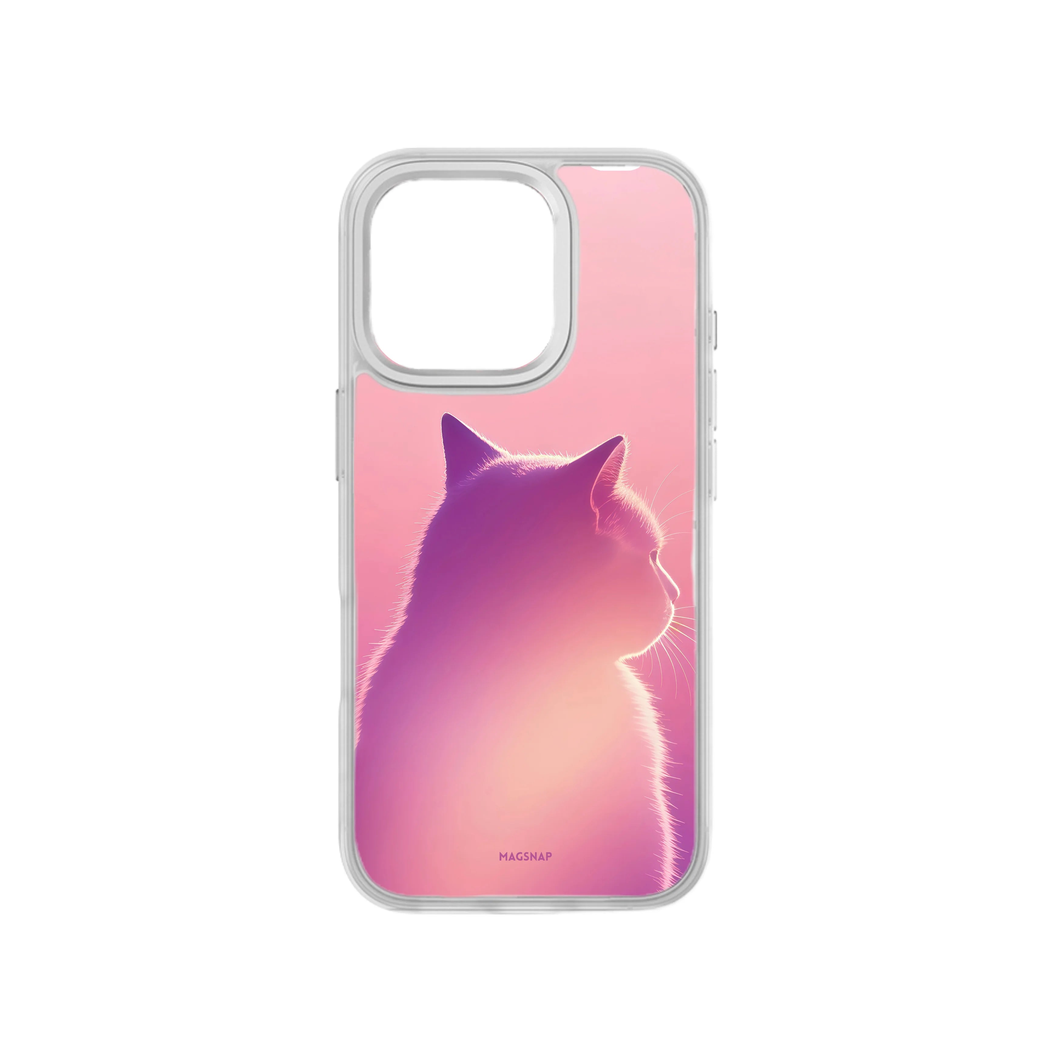 MagSnap magnetic phone case with purple gradient cat enchantress silhouette