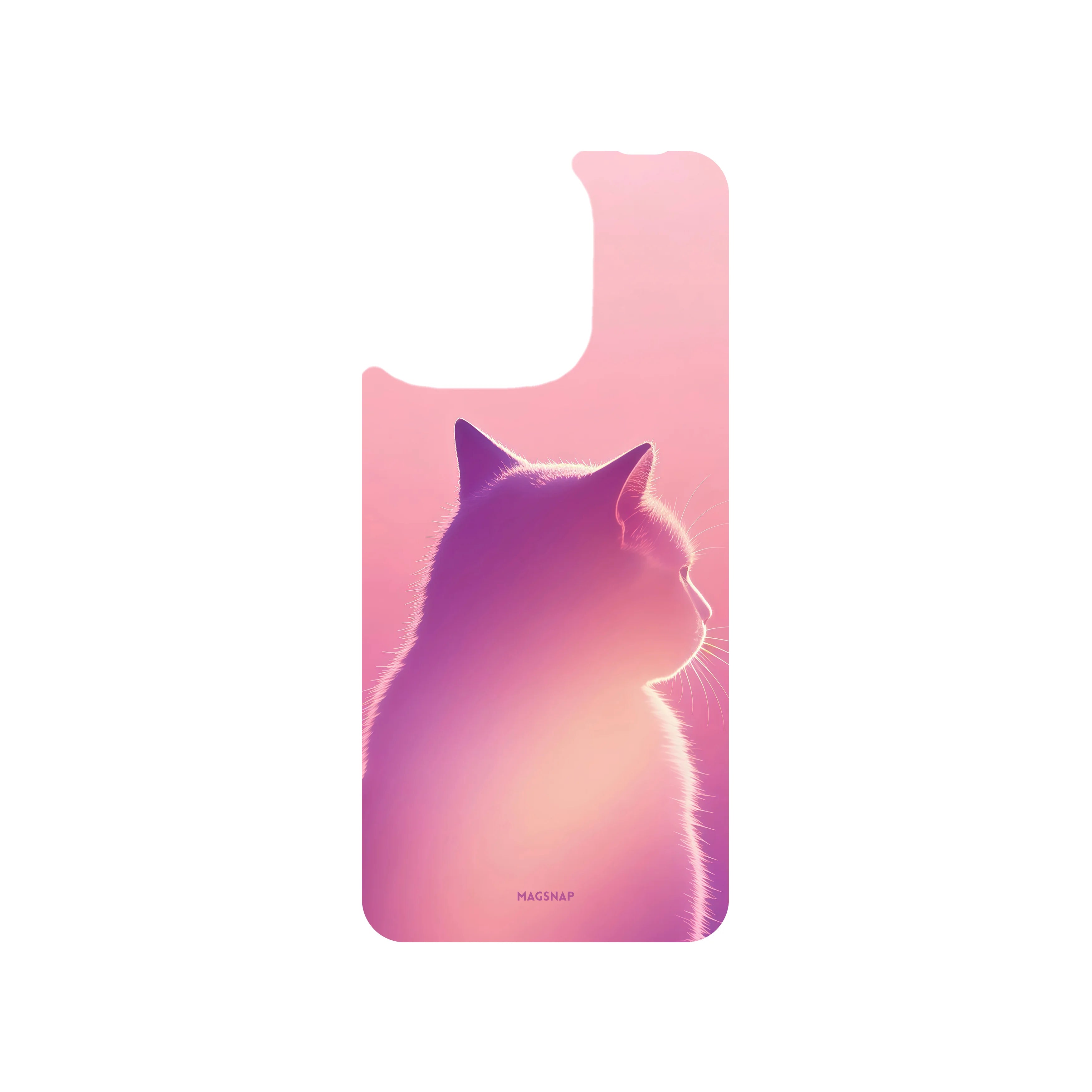 MagSnap magnetic phone case with purple gradient cat enchantress silhouette