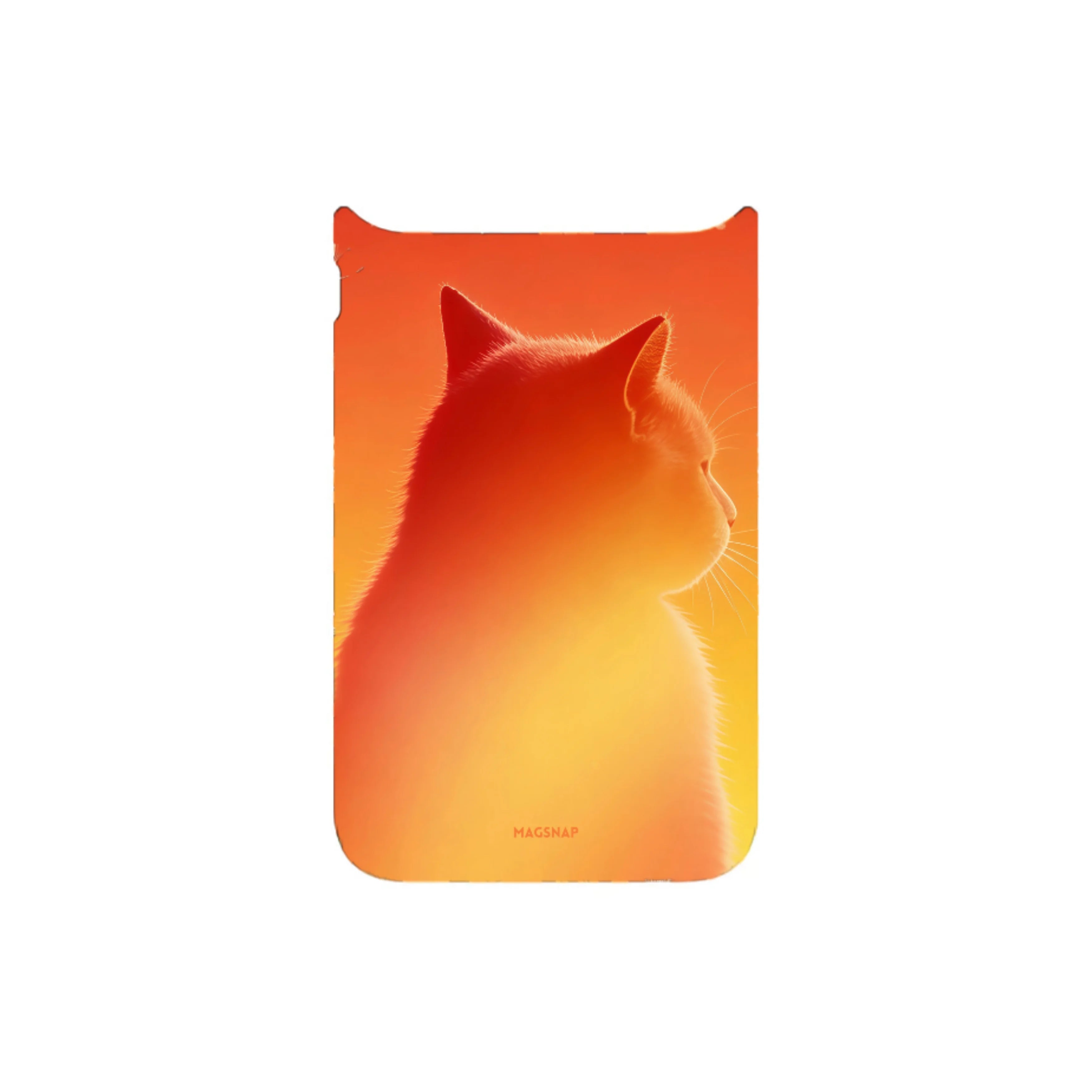 MagSnap magnetic phone case with fiery orange gradient cat explorer silhouette