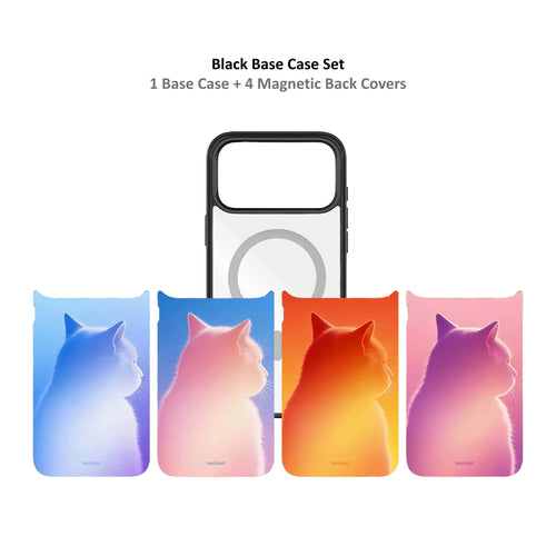 MagSnap magnetic phone case bundle with gradient cat aura silhouette backplates