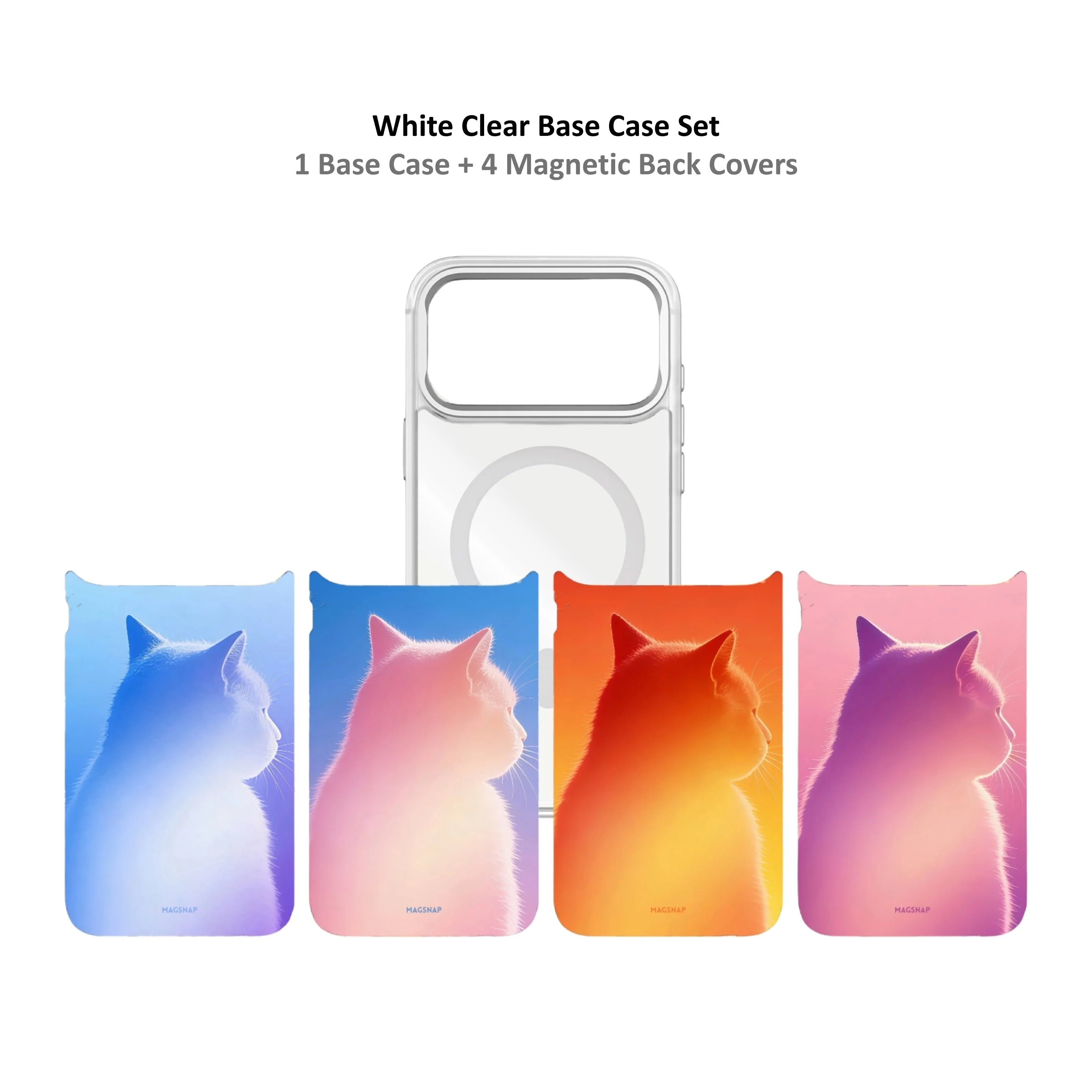 MagSnap magnetic phone case bundle with gradient cat aura silhouette backplates