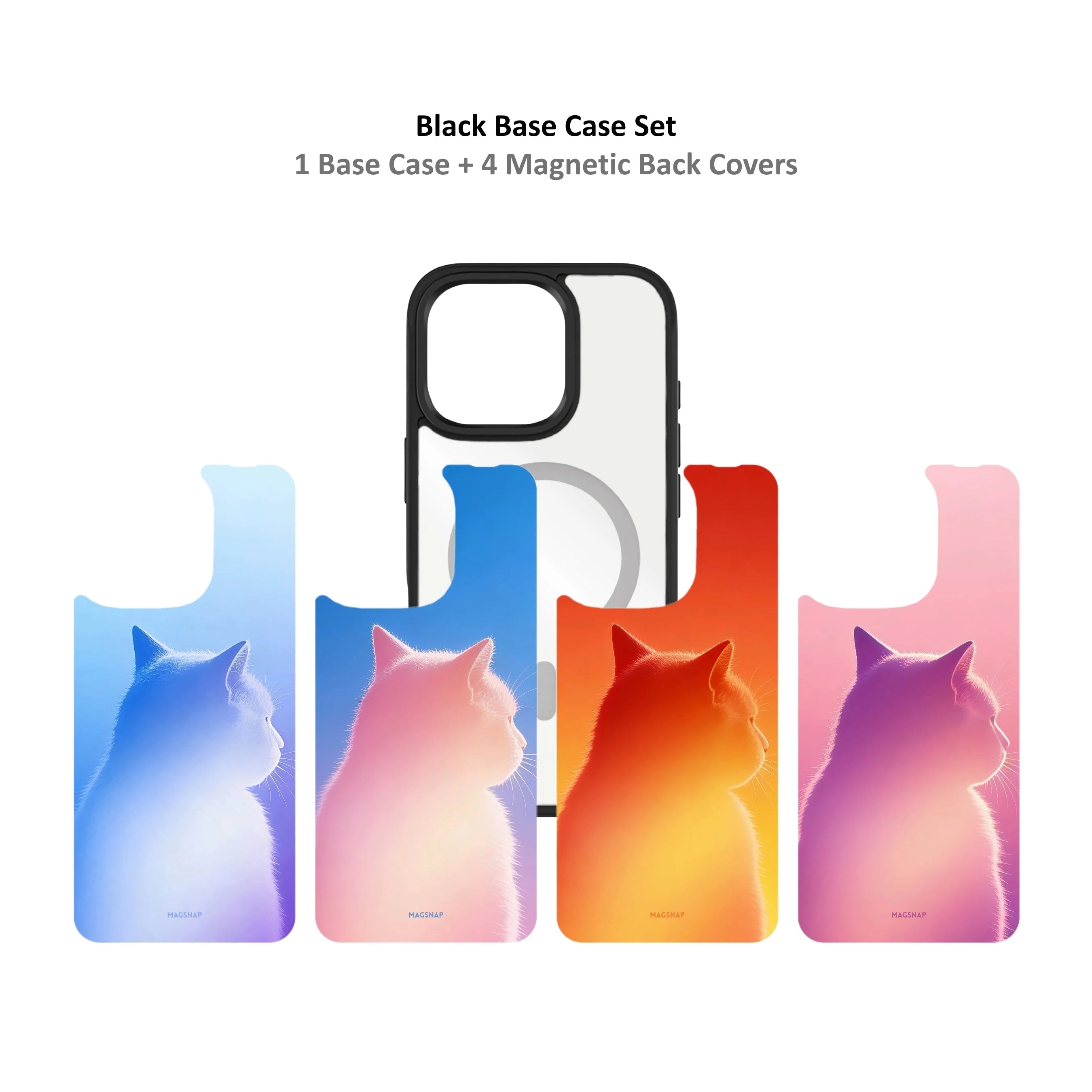 MagSnap magnetic phone case bundle with gradient cat aura silhouette backplates