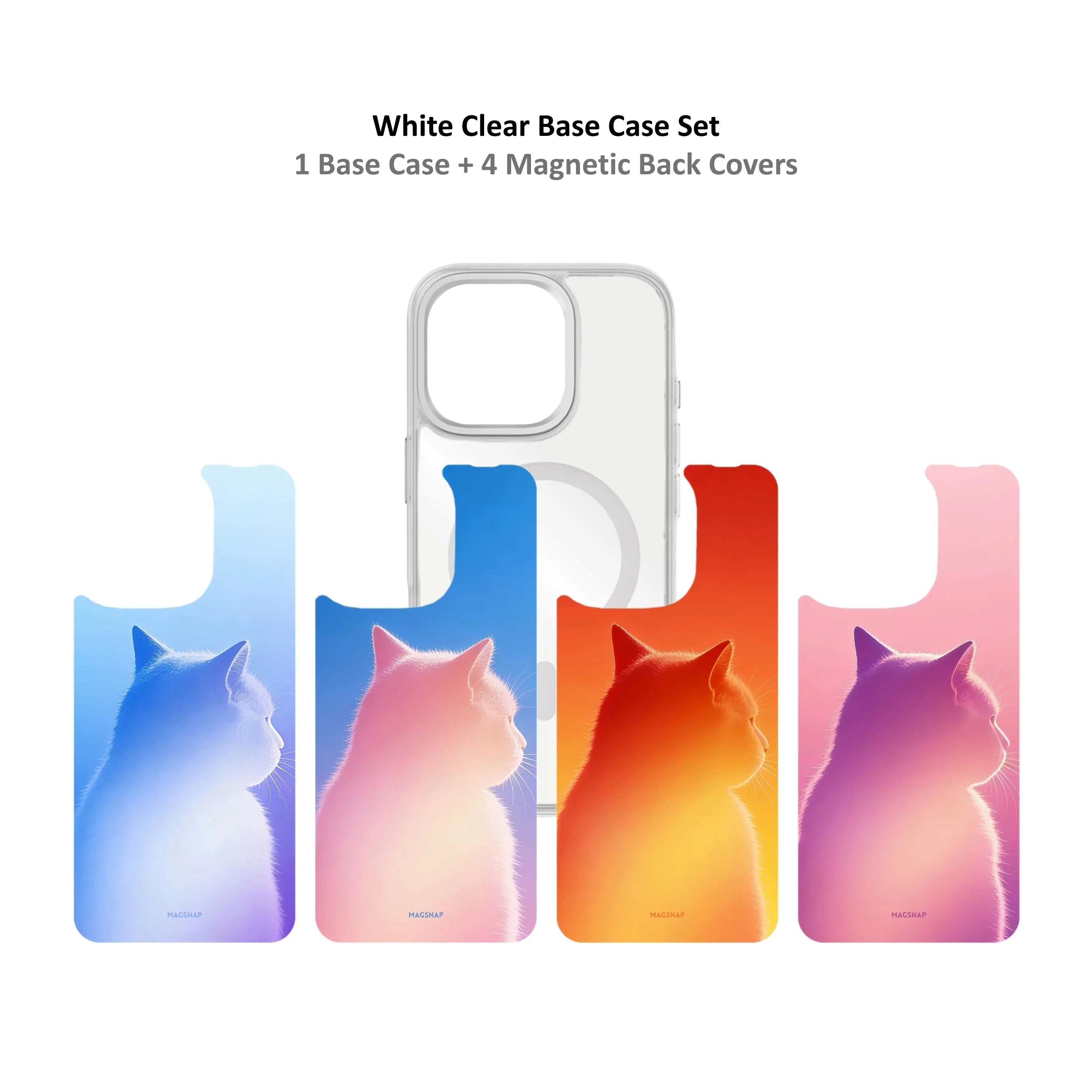 MagSnap magnetic phone case bundle with gradient cat aura silhouette backplates