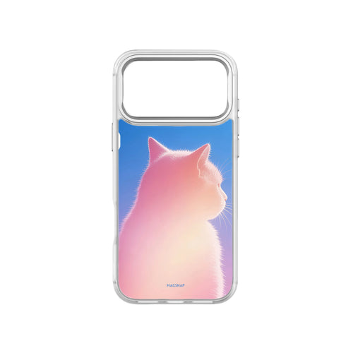 MagSnap magnetic phone case with pink orange gradient cat sweetheart silhouette