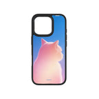 MagSnap magnetic phone case with pink orange gradient cat sweetheart silhouette