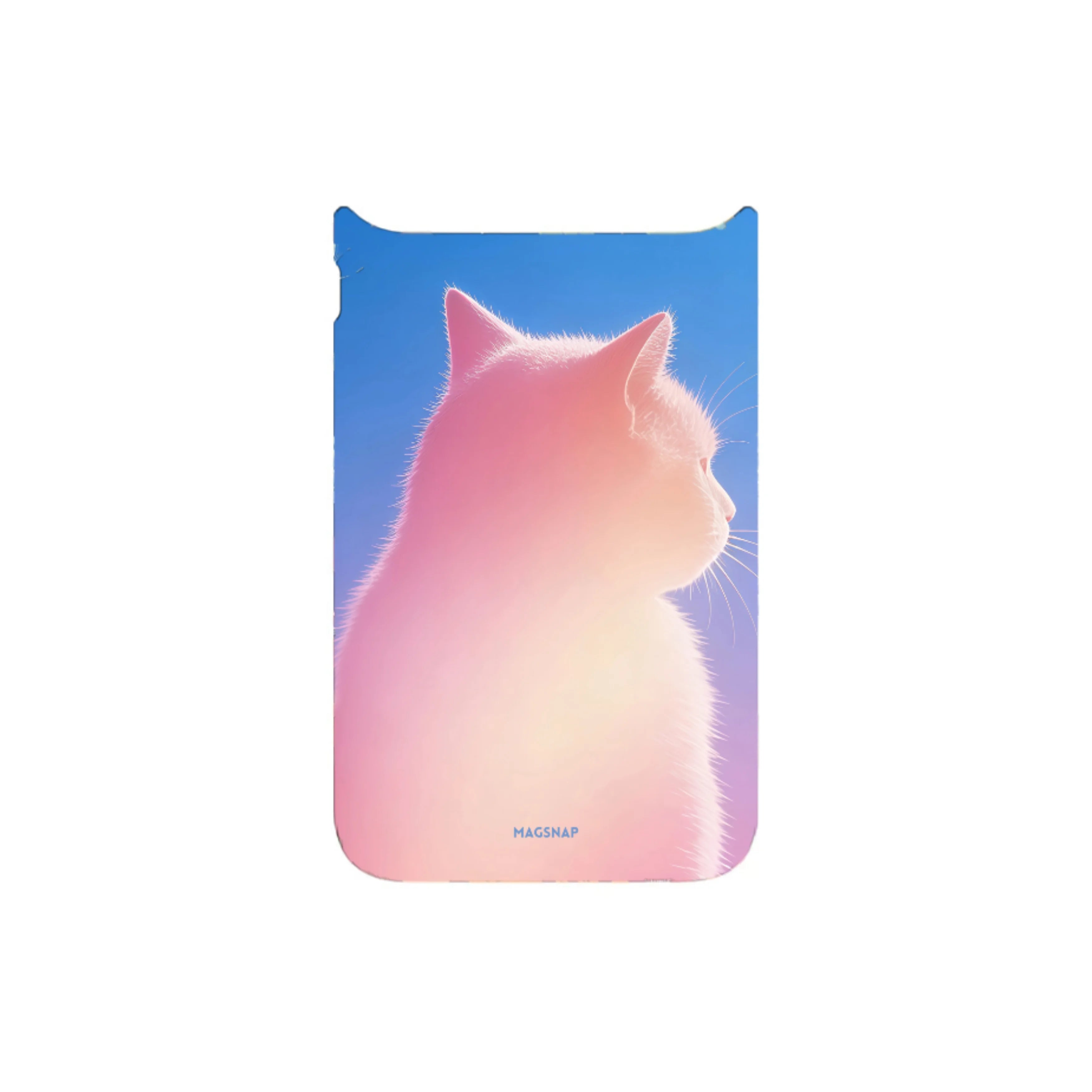 MagSnap magnetic phone case with pink orange gradient cat sweetheart silhouette