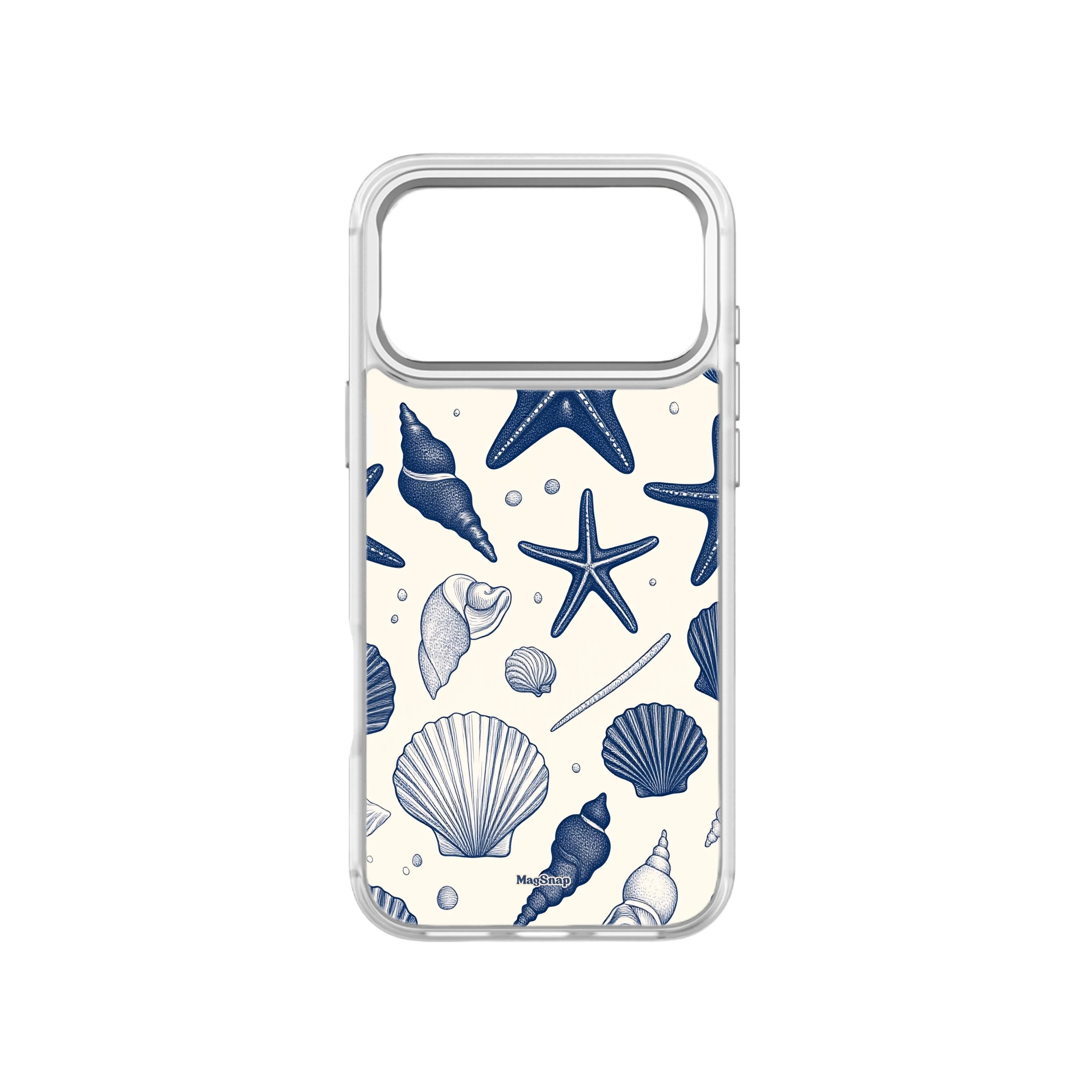 MagSnap magnetic phone case with deep sea shells and coastal ocean artwork